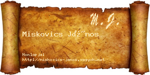 Miskovics János névjegykártya