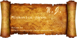 Miskovics János névjegykártya